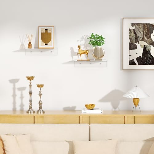 FEMELI 2 PCS 12 Inch Clear Acrylic Floating Shelves for Display