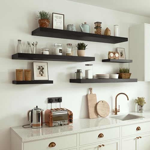 Vivelove Black Floating Shelves Wall 10 Inch Deep 36x103x18