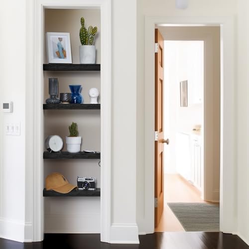 Amada Floating Shelves Wall Mounted Set of 2 Black 15x7 Inch