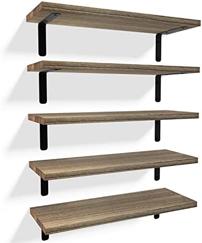 RICHER HOUSE Set of 5 Floating Shelves in Carbonized Black