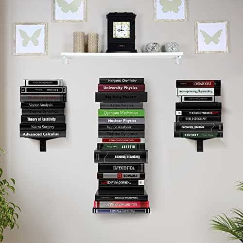 8 Tier Floating Bookshelf 4 Pack Black Space Saving Vertical Shelves