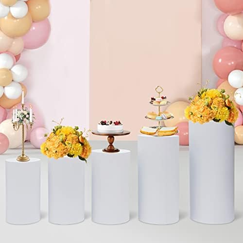 Elegant 5Pcs Metal Cylinder Pedestal Stands for Party Decor