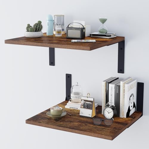 Inforth 12 Deep Floating Wall Shelves Brown 16x12