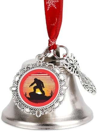 Vintage Bigfoot Silhouette Christmas Hanging Bell Ornament