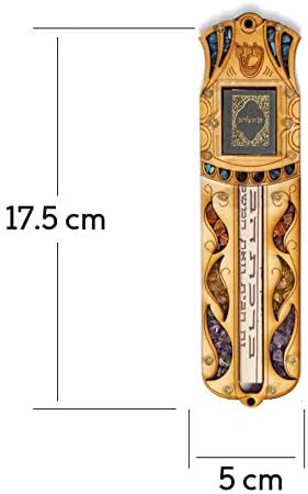 12cm Klaf Kosher Wooden Mezuzah Scroll Case with Tehillim Psalms Book