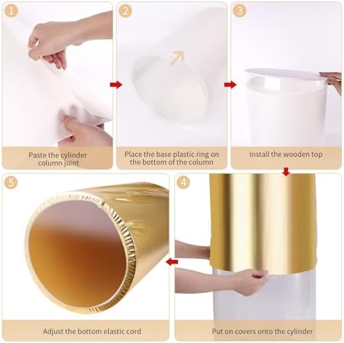 Set of 5 Frosted Acrylic Pedestal Stands with Gold Covers