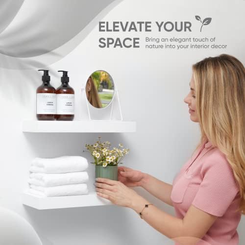 Homeforia White Floating Shelves 16 Inch Set of 2