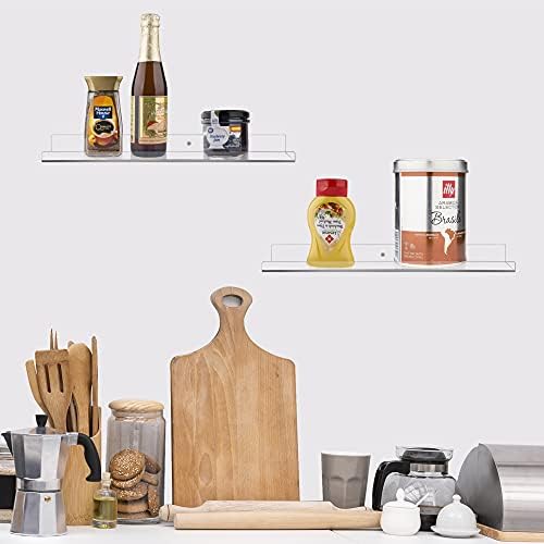 24 Inch Clear Floating Shelves 4 Pack Modern Wall Storage