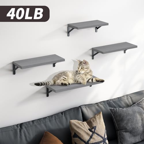 YGEOMER Floating Shelves Set of 4 Gray Wall Shelves