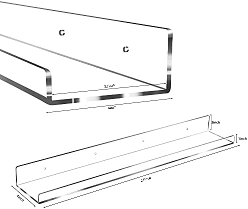 24 Inch Clear Floating Shelves 4 Pack Modern Wall Storage