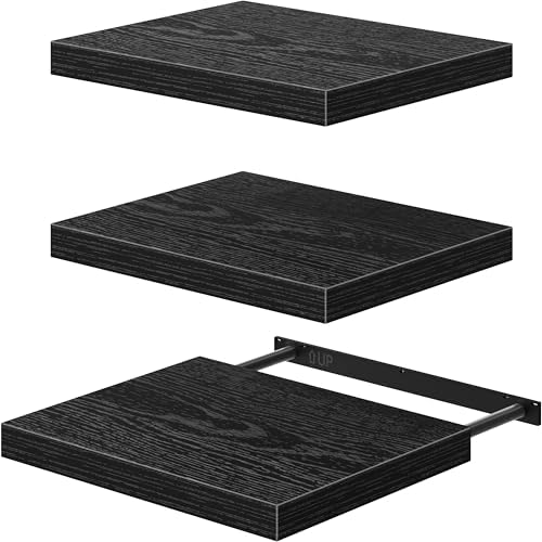 QEEIG 12 Inch Deep Floating Shelves Set of 3 Black