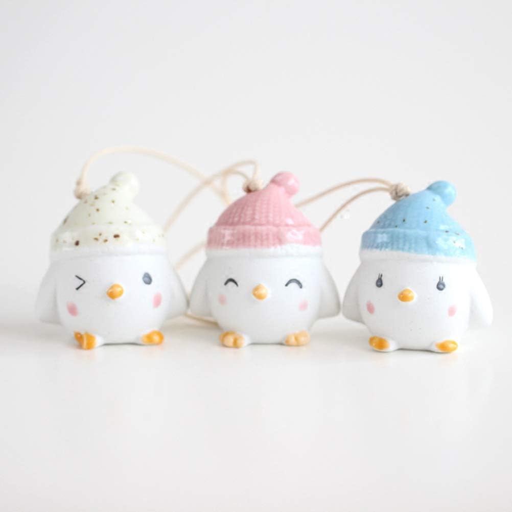 SOIMISS 2pcs Ceramic Chick Hanging Bell Pendant