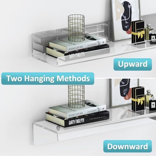 Albumgit 4 Pack Clear Floating Wall Shelves