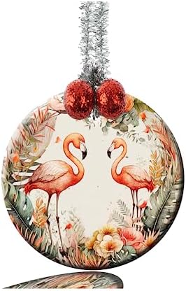 Ceramic Flamingos Christmas Wreath Ornament Decorations