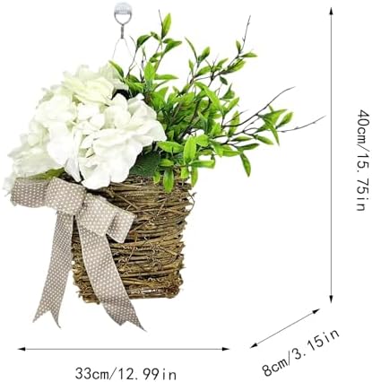 Cream Hydrangea Door Wreath Basket Hanger