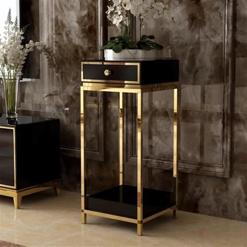 Modern Stainless Steel Bonsai Base Pedestal Stand with Drawer