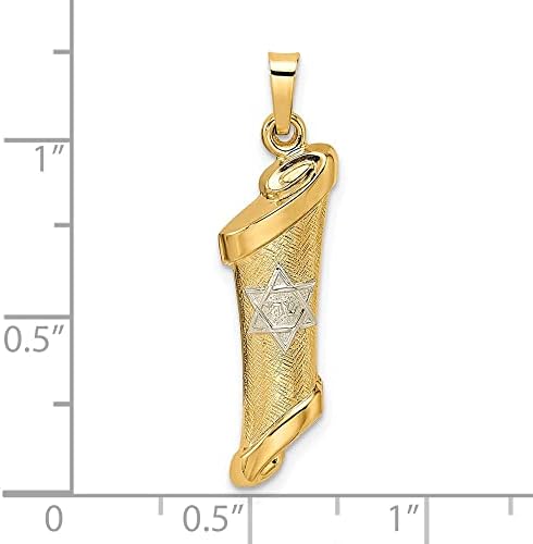 FJC Finejewelers Two Tone Gold Mezuzah Charm 31 x 7 mm