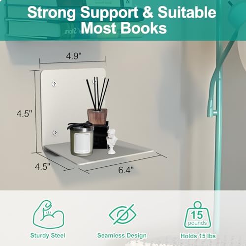 Eapele Floating Book Shelves Steel Hidden Bookshelf with Mounting Hardware Grey 4pcs