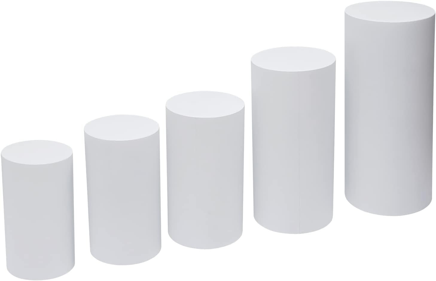 5Pcs White Cylinder Pedestal Stands for Events