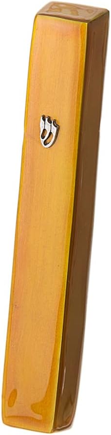 Judaica Mezuzah Large Enamel Gold Door Ornament