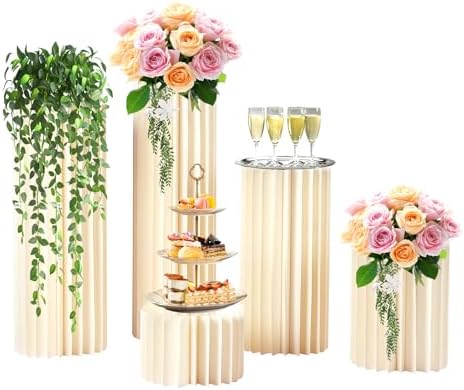 DIY Accordion Cylinder Cardboard Folding Display Stands 5PCS