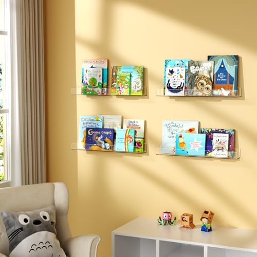 NIUBEE 36-Inch Acrylic Floating Bookshelves 2-Pack