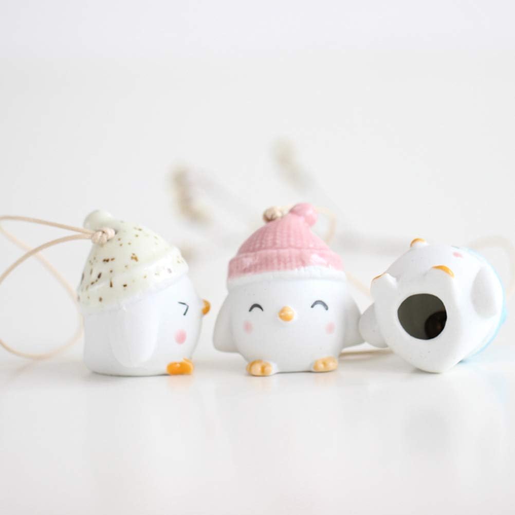 SOIMISS 2pcs Ceramic Chick Hanging Bell Pendant