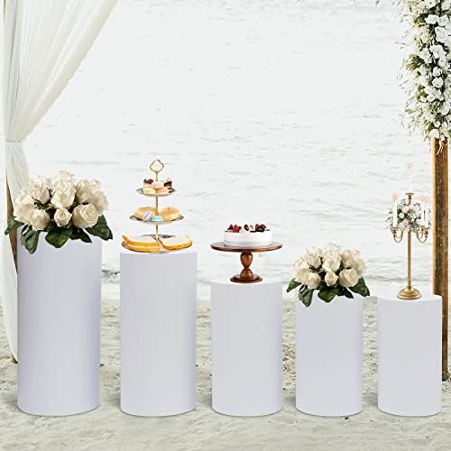 Elegant 5Pcs Metal Cylinder Pedestal Stands for Party Decor