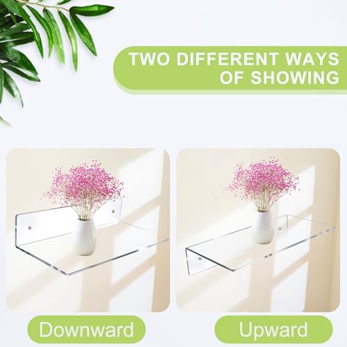 12 Inch L-Shaped Clear Floating Shelf 4 Pack