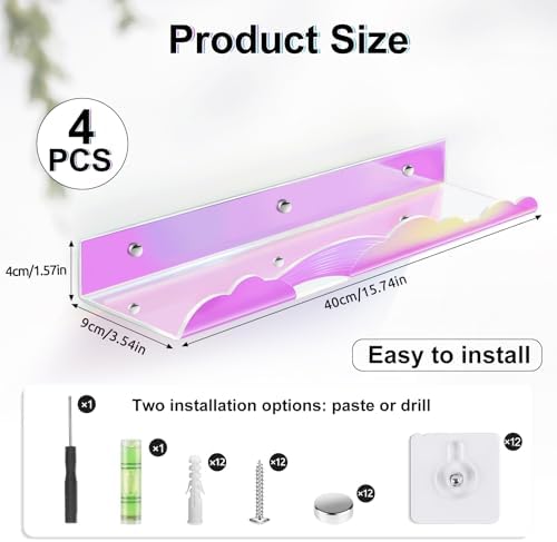 Iridescent Rainbow Floating Shelves 4 Pack
