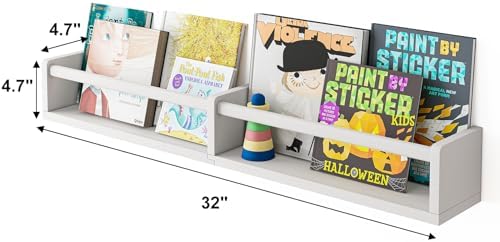 Fixwal 32in Floating Bookshelves Set of 3 for Baby Nursery