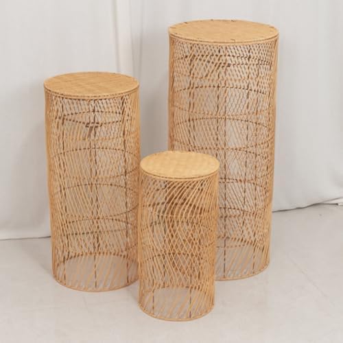 Efavormart Set of 3 Wicker Floor Lamp Shades with Wave Patterns