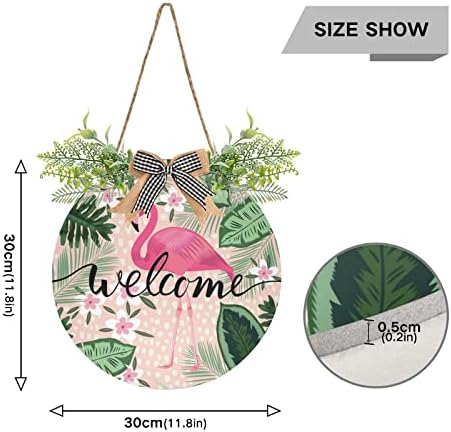 Xigua Tropical Pink Flamingo Welcome Sign Front Door Decor