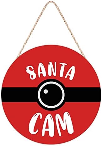 Farmhouse Door Hanger Red Funny Elf Surveillance Wood Sign