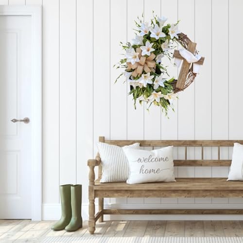 18 Easter Wreath with Cross Spring Door Decor
