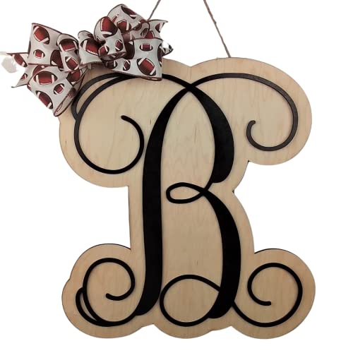 Custom Football Door Hanger with Monogram