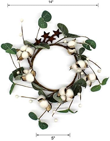 Rustic Pod Wreath with Barn Stars 14 Inch