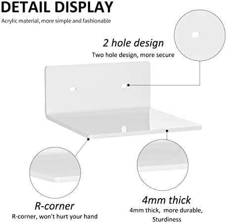 6 Inch Acrylic Floating Shelves 2 Pack White