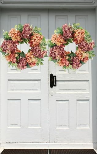 Hometrance 18 Inch Artificial Hydrangea Door Wreath