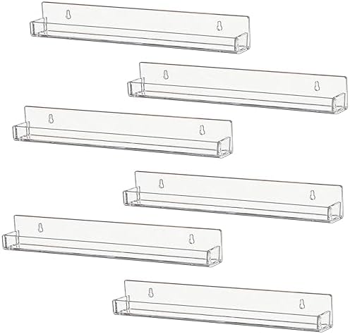 IEEK 6 Pc Acrylic Floating Bookshelf Kids Room Storage Shelf