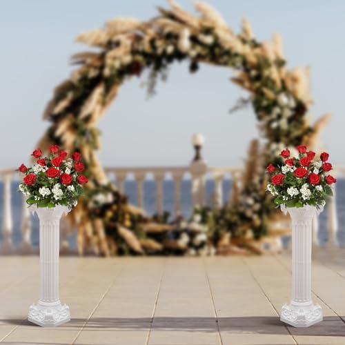 White Roman Column Stand 2Pcs 1063x3465 Inch Wedding Decor