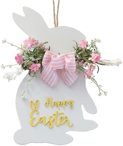 Idyllic White Easter Bunny Wreath Front Door Decor