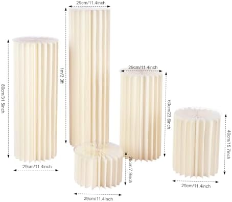DIY Accordion Cylinder Cardboard Folding Display Stands 5PCS
