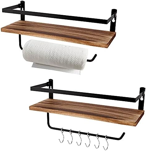 Floating Shelves Set of 2 Carbonized Black Rustic Wood