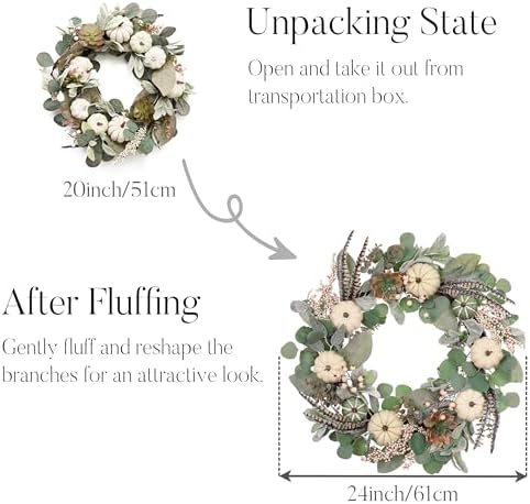 Valery Madelyn Fall Wreath with Light for Front Door