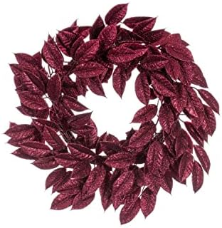 Vickerman 24 Inch Burgundy Artificial Gardenia Glitter Wreath