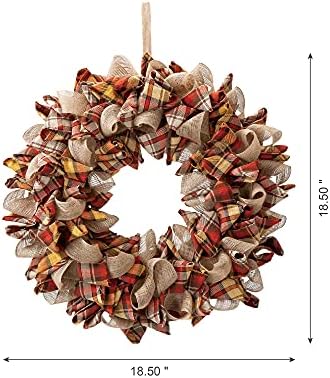 Glitzhome 185 Inch Fall Plaid Fabric Wreath