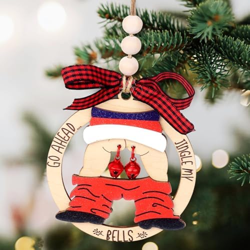 Funny Christmas Wooden Ornament with Naughty Santa Design
