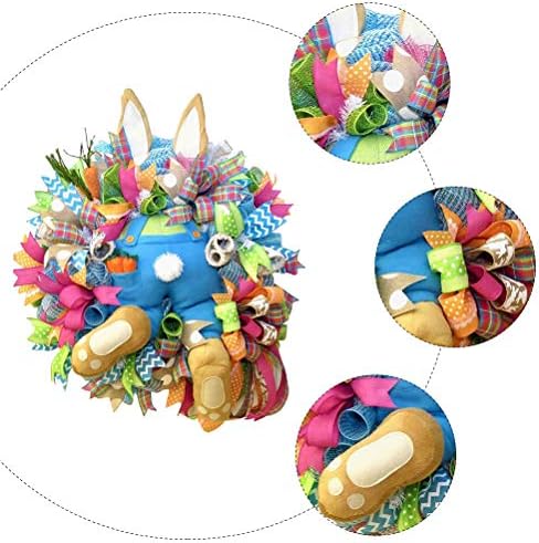 Amosfun Easter Bunny Wreath Door Window Decor