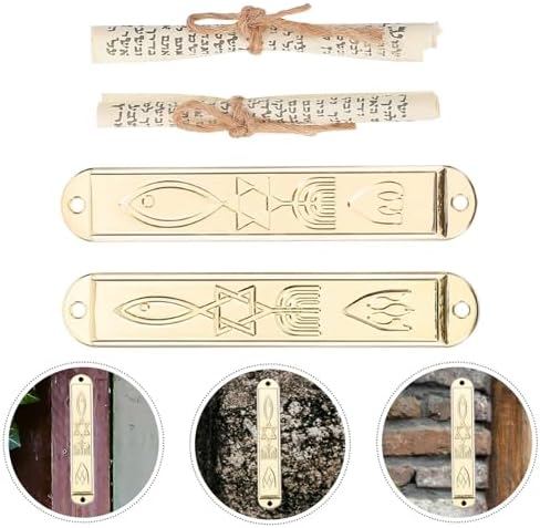 1pair Antique Metal Mezuzah Scroll Door Ornament for Home Blessings